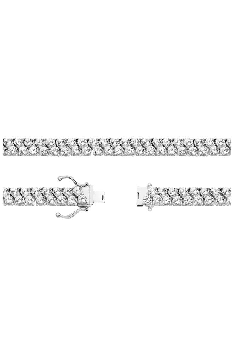 Lab Grown Sapphire Double Row Tennis Necklace, Alternate, color, White