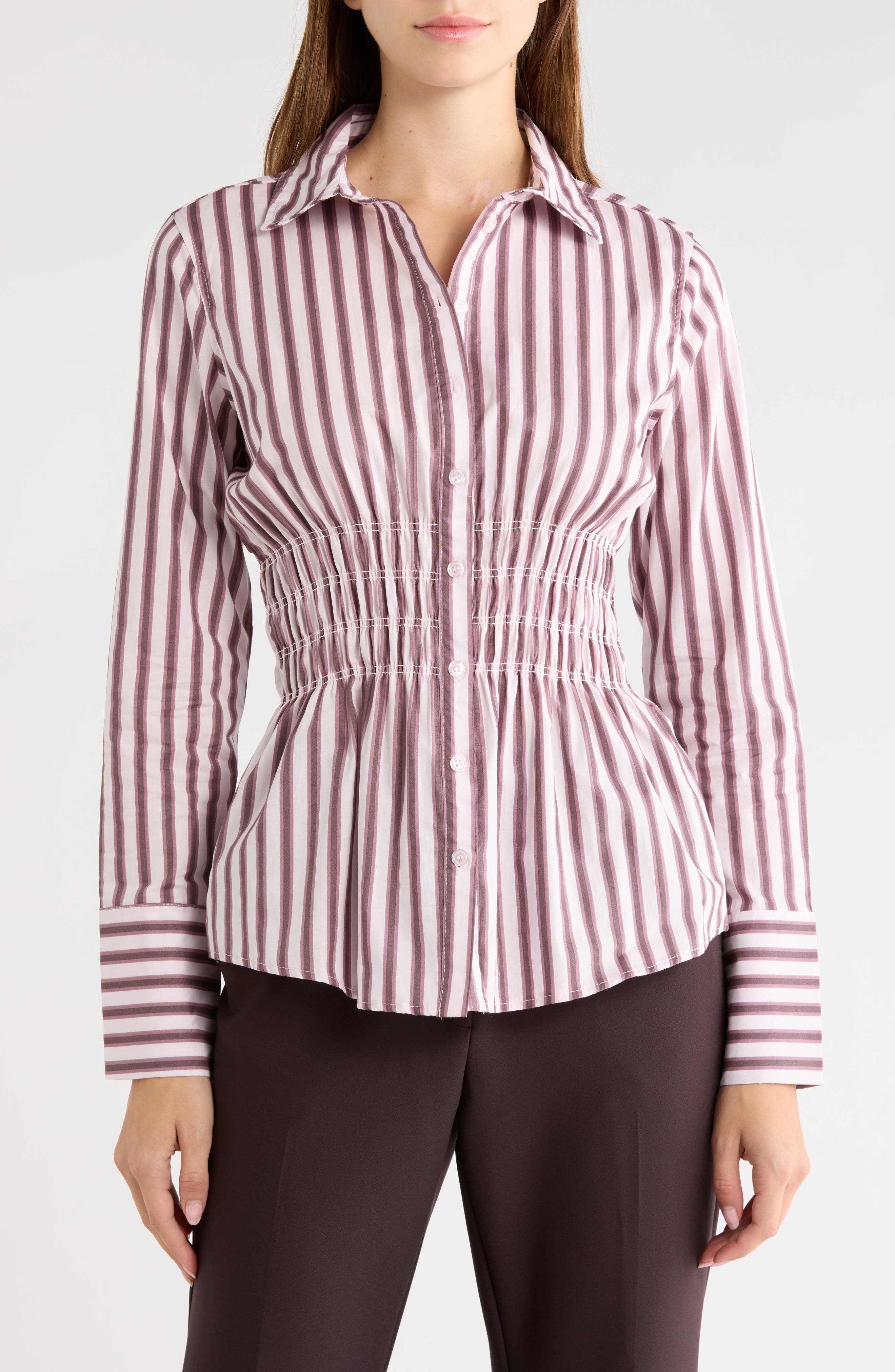 Smocked Waist Cotton Shirt
