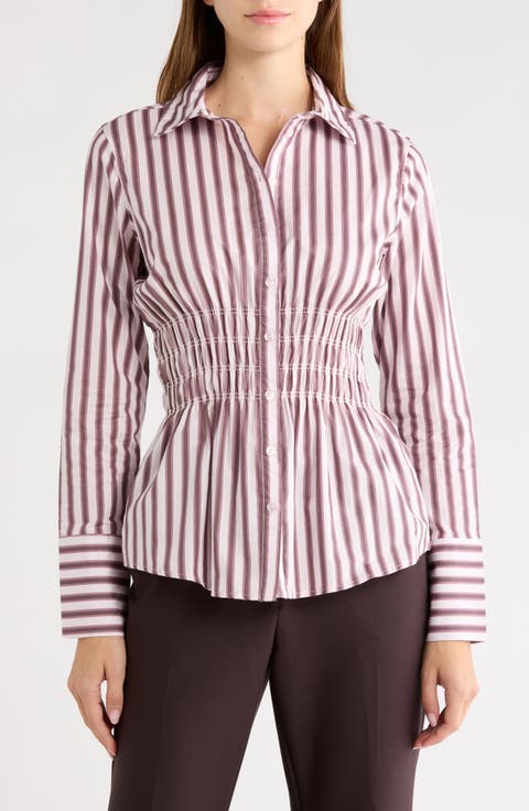 Smocked Waist Cotton Shirt
