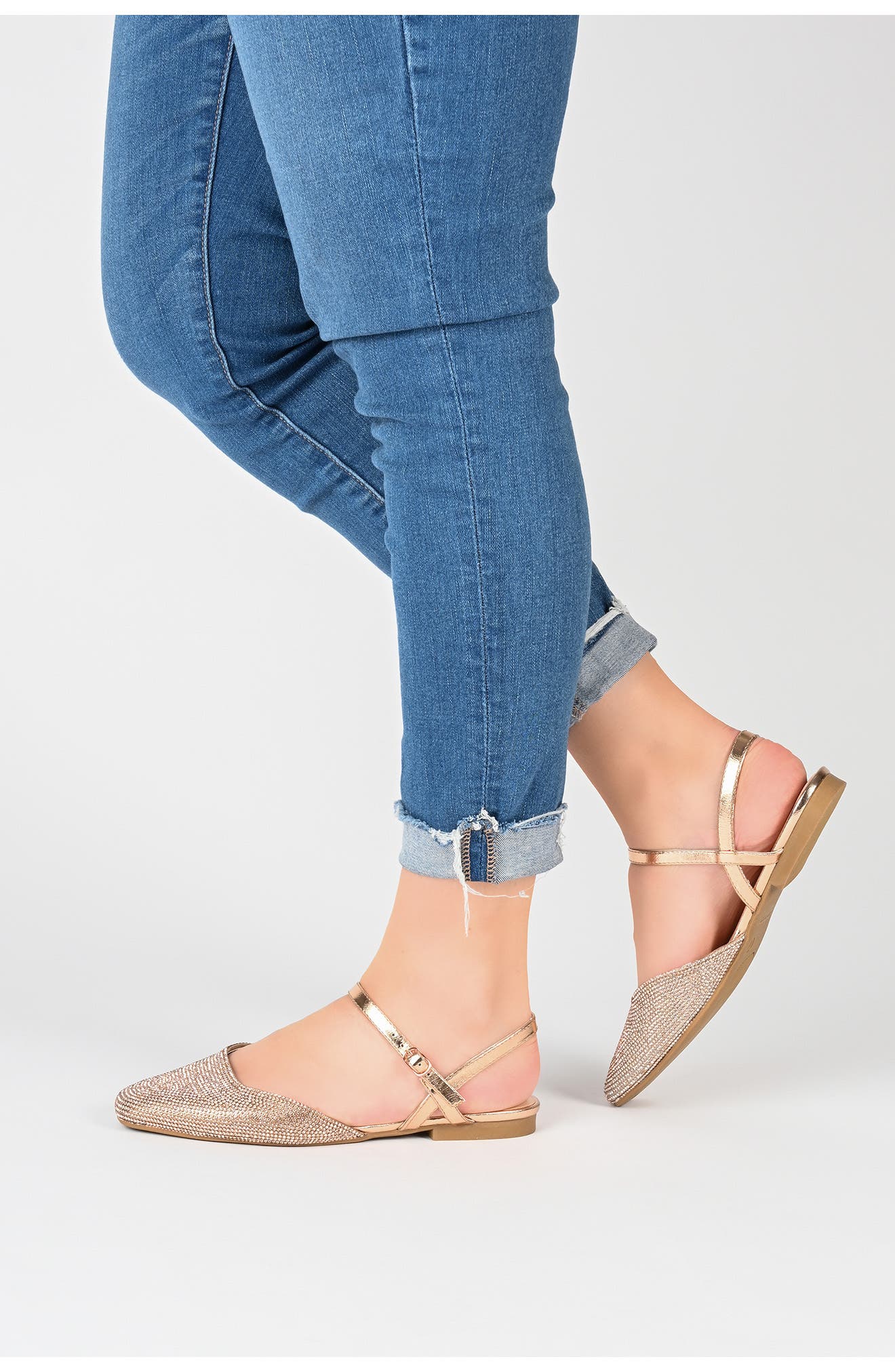 Nysha Rhinestone Embellished Flat, Alternate, color, SILVER