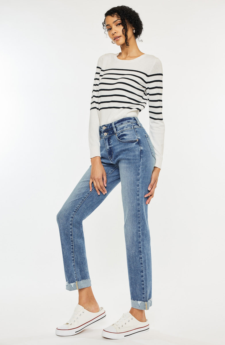 KanCan Kianna Essentials High Rise Slim Straight Leg Jeans, Alternate, color, Medium Wash