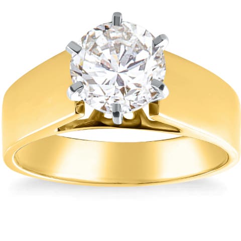 Certified 2Ct Round Diamond Solitaire Engagement Ring 14k Gold Lab Grown