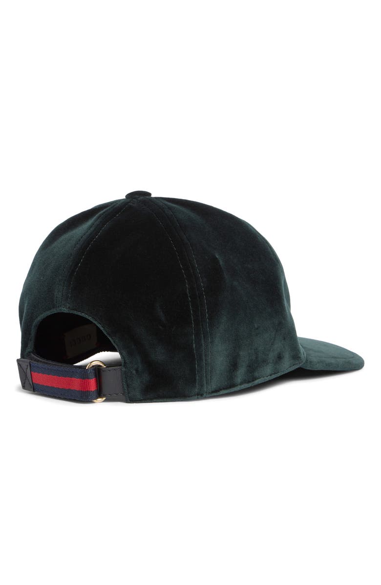 Gucci Velvet Crest Baseball Cap, Alternate, color, Dark Green Multi