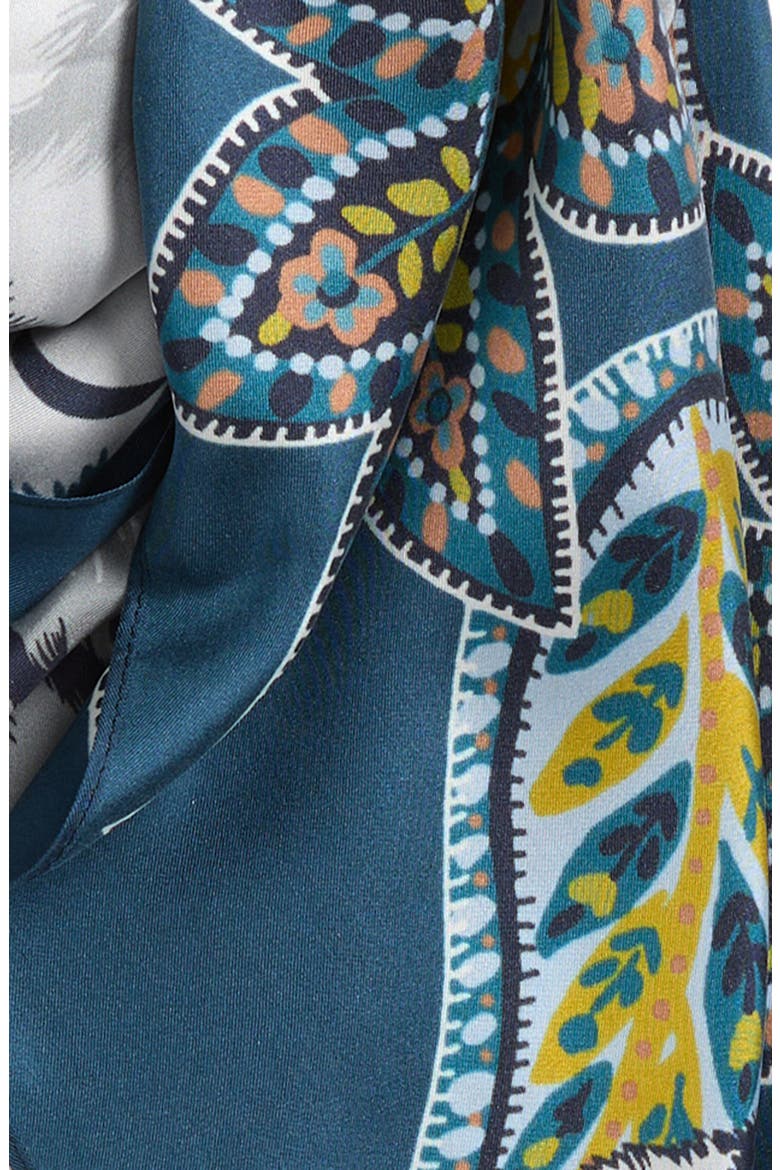 Snow Leopard Silk Wrap Scarf, Alternate, color, DENIM BLUE