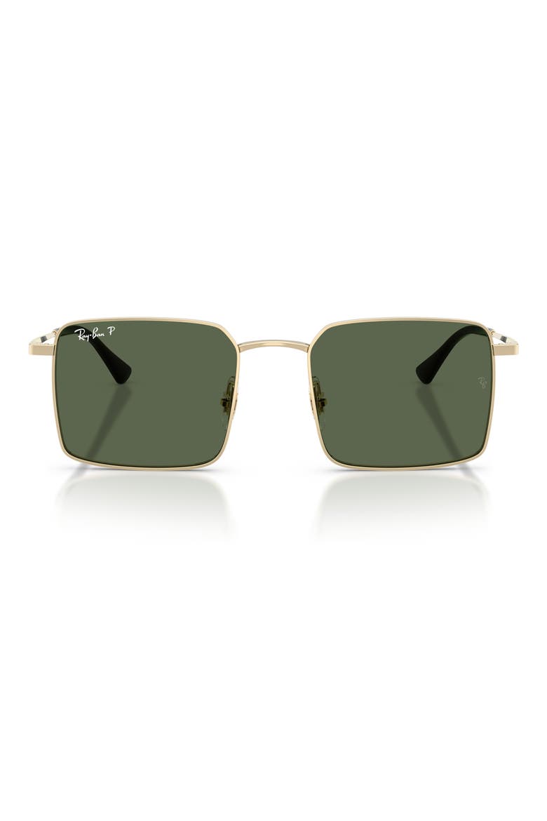 53mm Oversize Polarized Square Sunglasses, Main, color, PALEGOLD / DARK GREEN POLAR