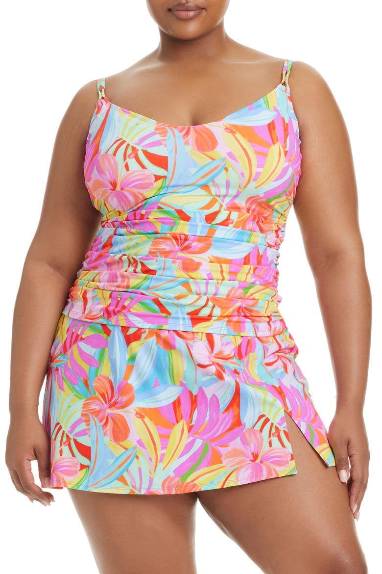 High Waist Skirted Bikini Bottoms, Main, color, MULTI PINK