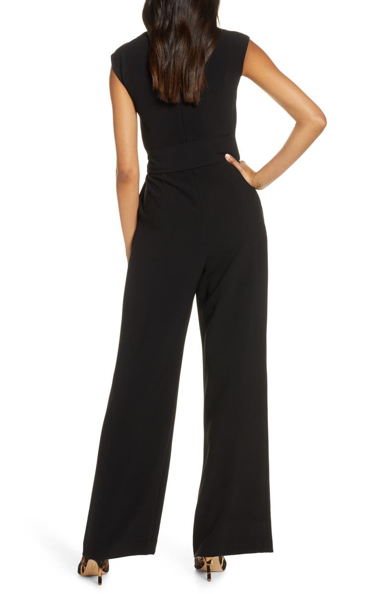 Tahari Tie Waist Sleeveless Crepe Jumpsuit, Alternate, color, 