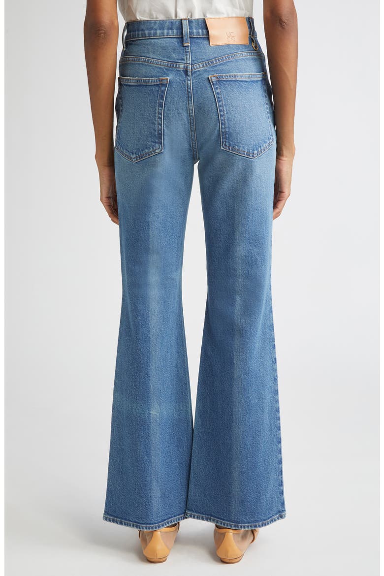 The Lou Button Fly Flare Jeans, Alternate, color, DANUBE MEDIUM INDIGO WASH