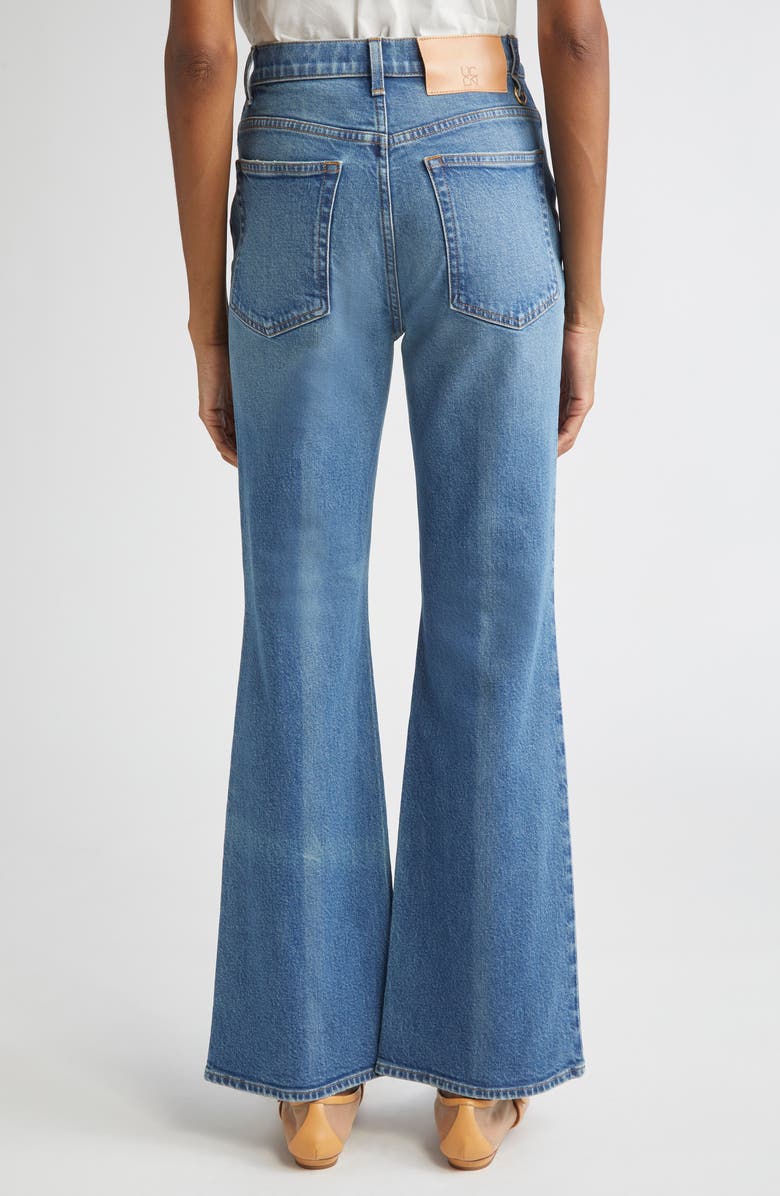 Ulla Johnson The Lou Button Fly Flare Jeans, Alternate, color, Danube Medium Indigo Wash