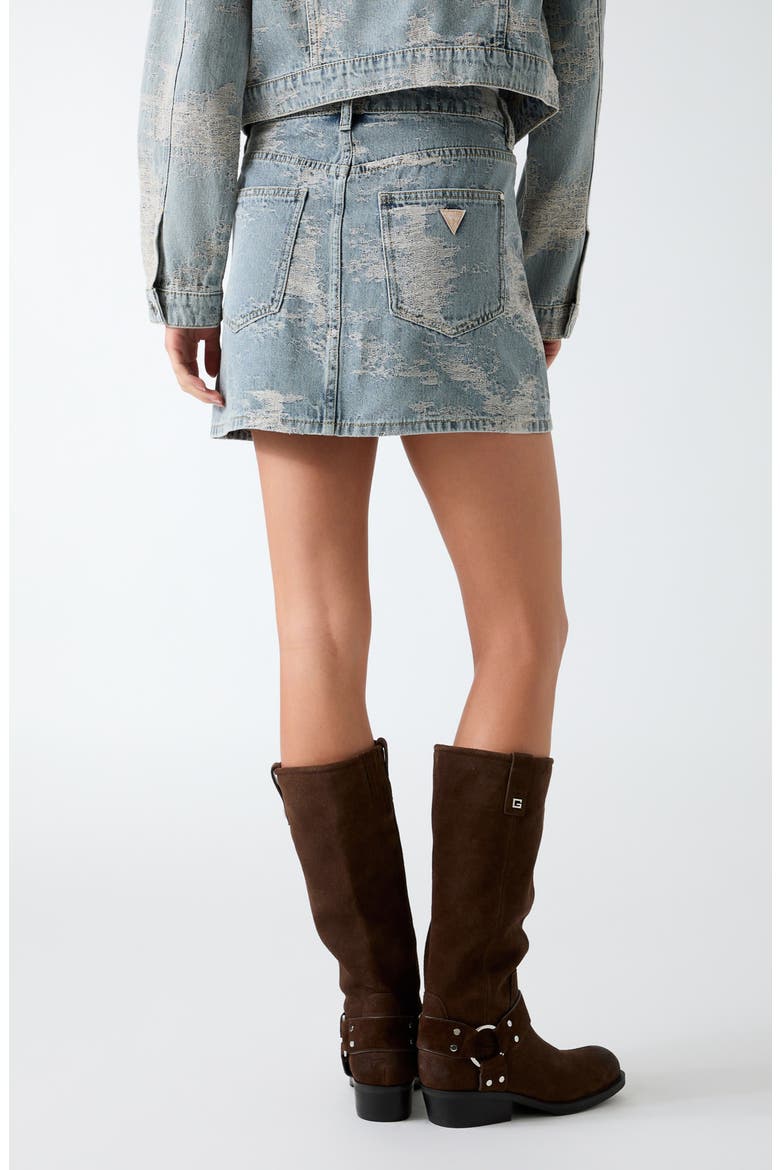 Faith Distressed Miniskirt, Alternate, color, LIGHT WASH