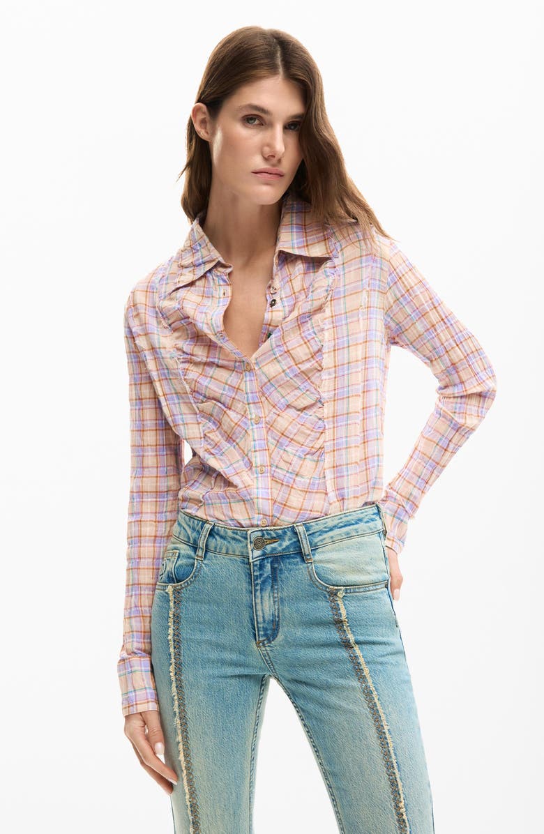 Desigual Embroidered Flare Jeans, Alternate, color, Medium Blue