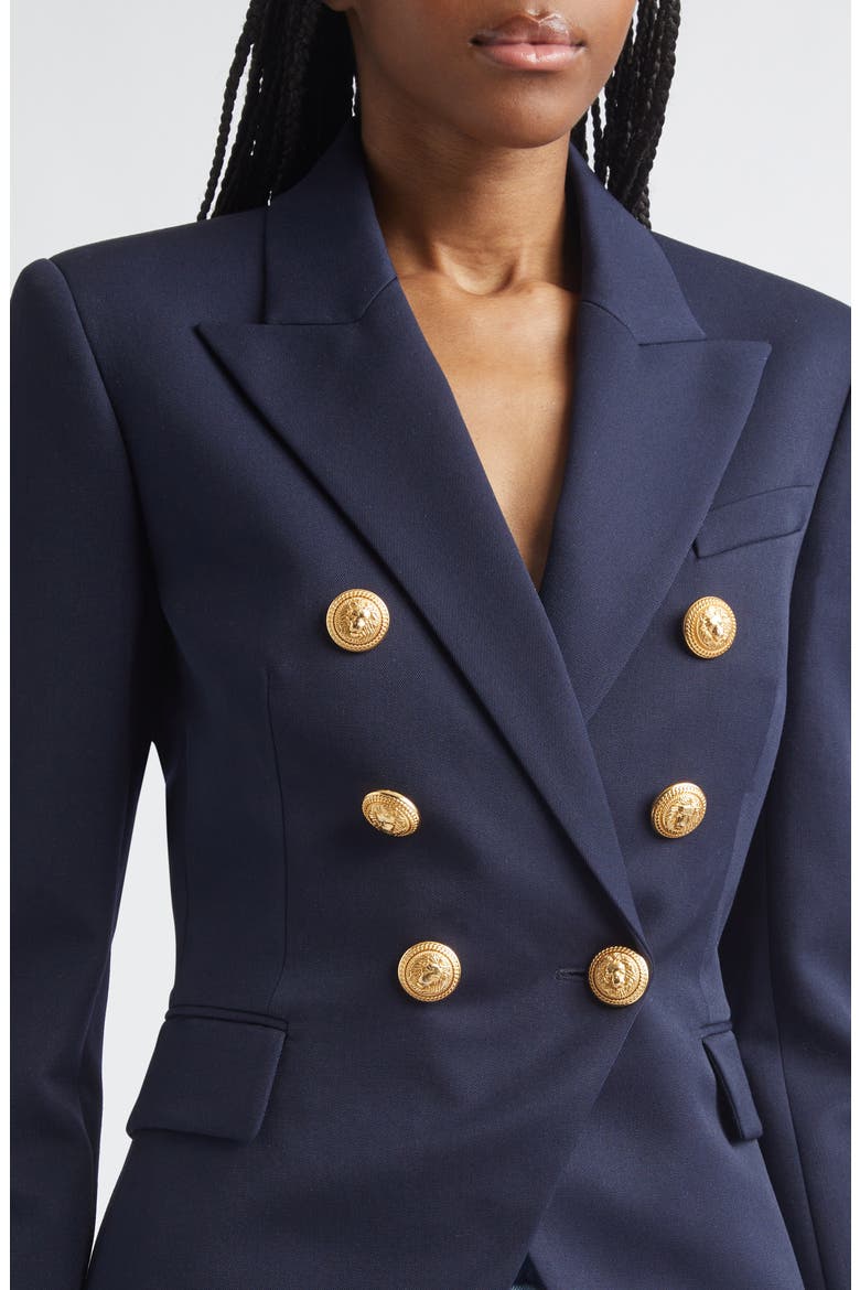 Double Breasted Wool Blazer, Alternate, color, MARINE BLUE