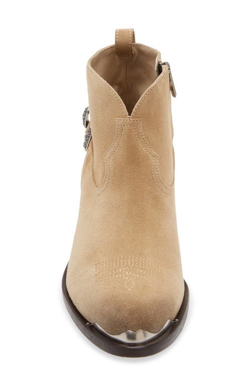 Golden Goose Patty Waxed Suede Western Bootie In Sand