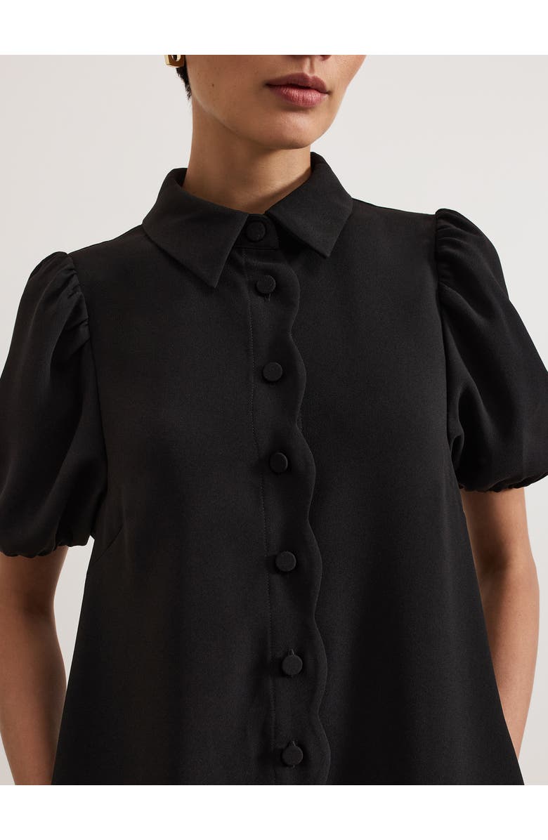 Phase Eight Candice Scallop Detail Shirt Dress, Alternate, color, Black