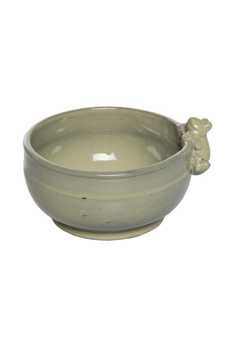 Transpac Ceramic Bowl with Frog Green for Spring Serving and Entertaining, Main, color, Green