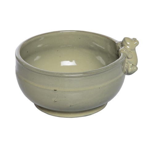 Ceramic Bowl with Frog Green for Spring Serving and Entertaining