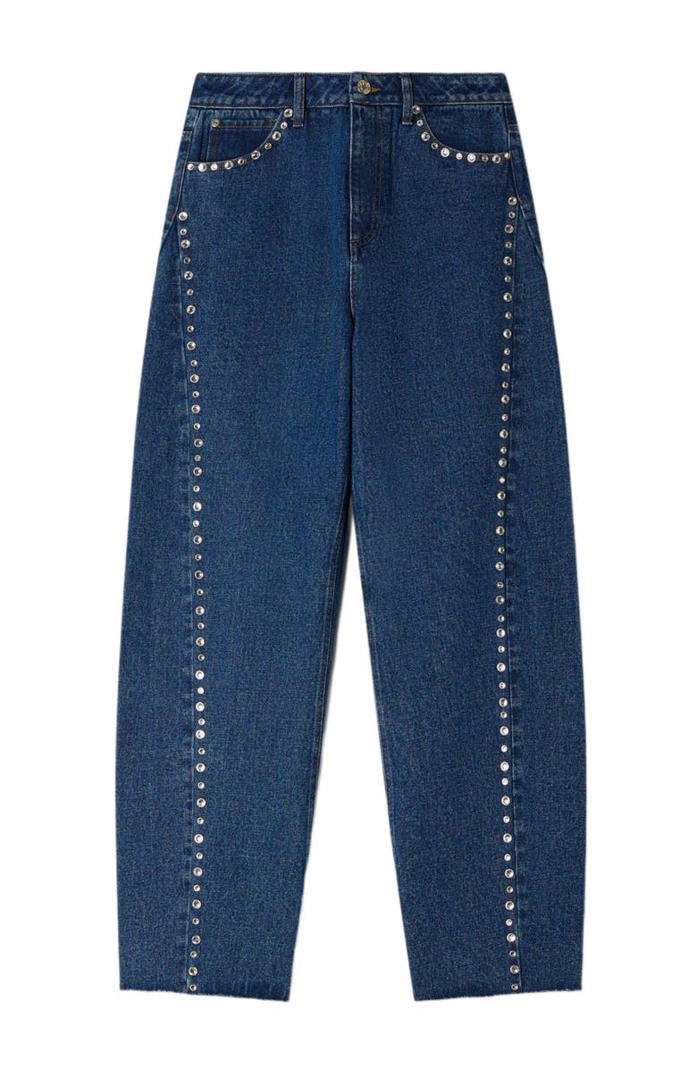 SANDRO Rhinestone barrel jeans, Alternate, color, Blue Jean