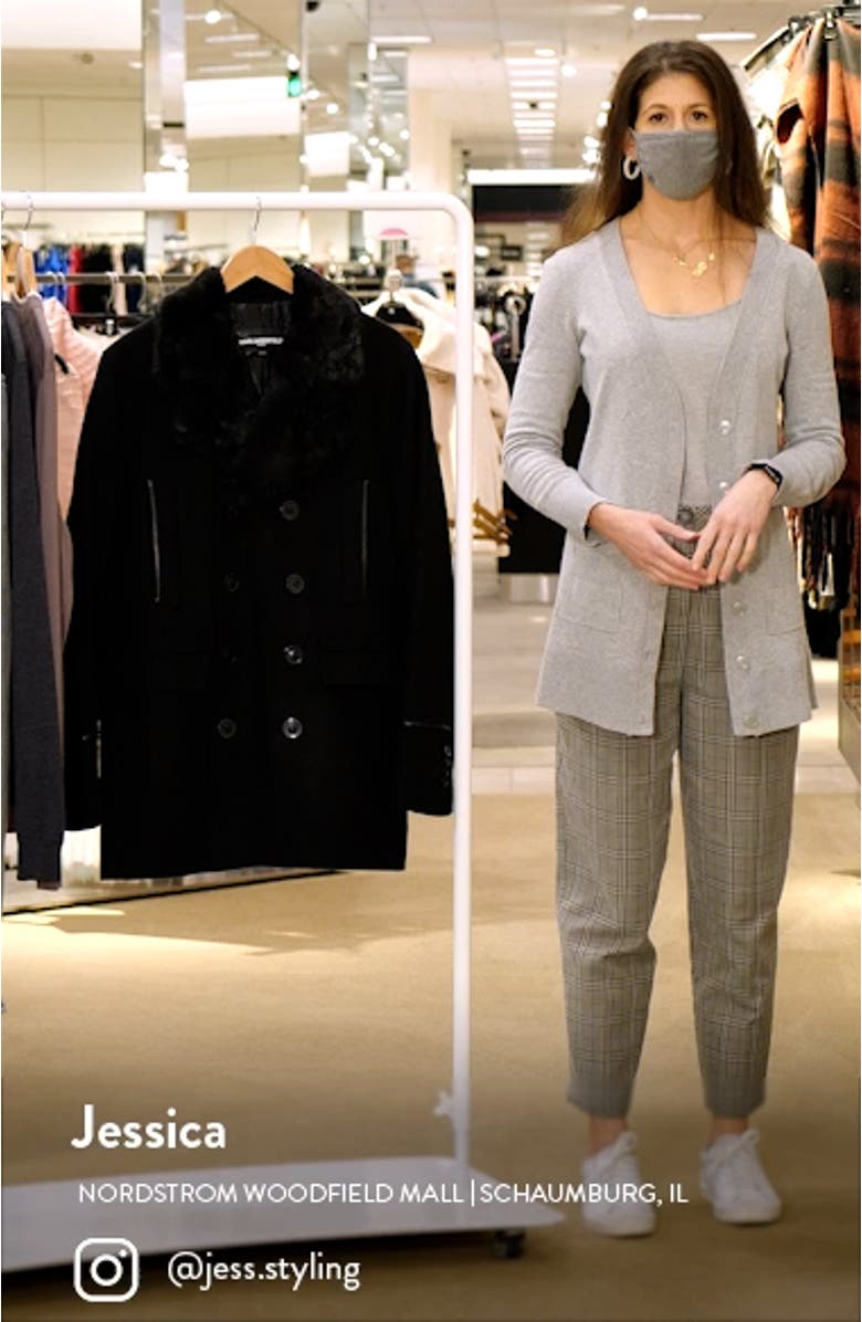 Wool Blend Peacoat with Faux Fur Collar, sales video thumbnail