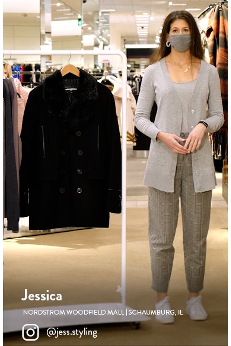 Wool Blend Peacoat with Faux Fur Collar video