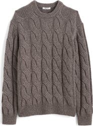 Madewell Crewneck Cable Knit Wool Blend Sweater