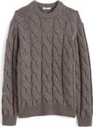 Madewell Crewneck Cable Knit Wool Blend Sweater