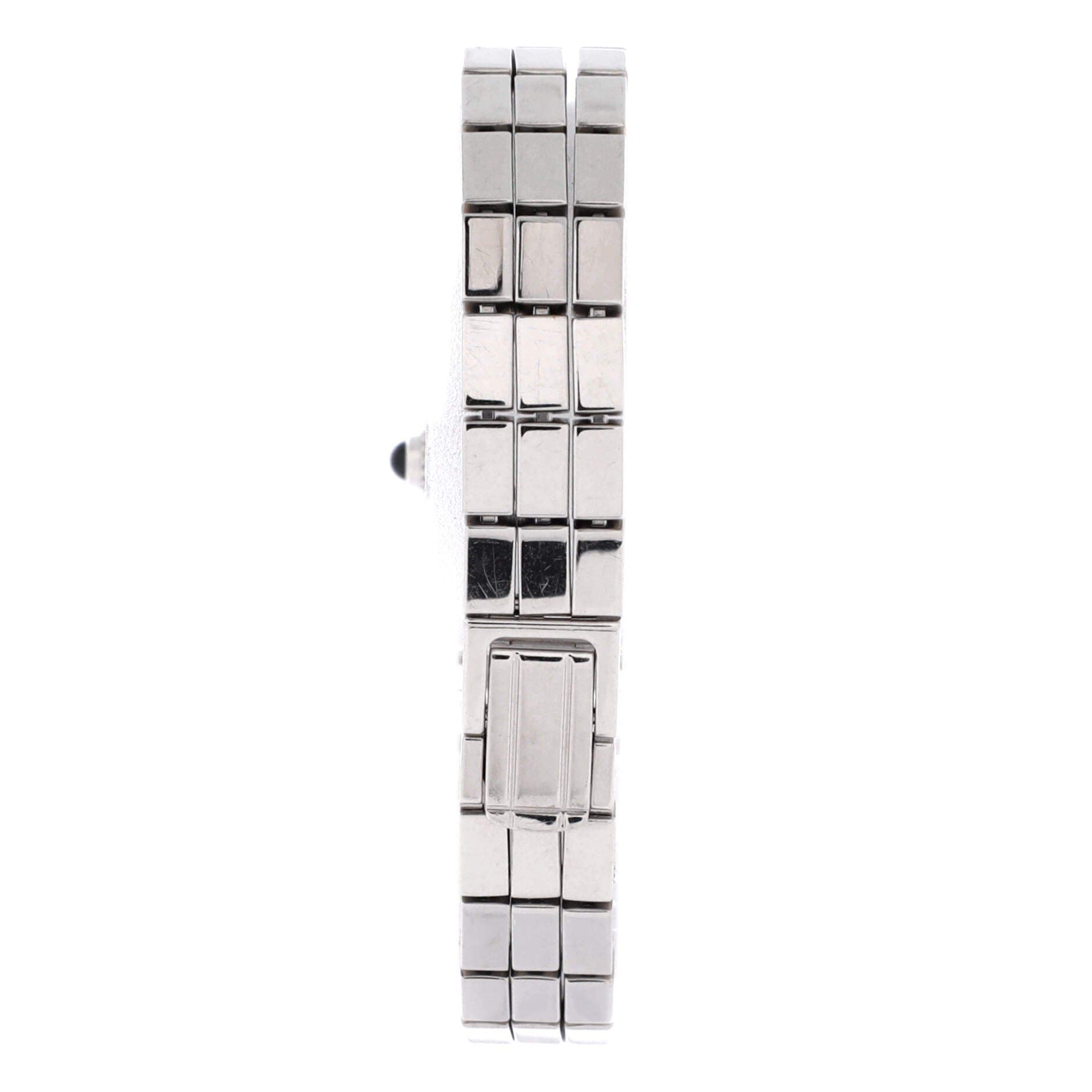 Tank Allongee Laniere Quartz Watch White Gold 14, Alternate, color, Metallic Silver