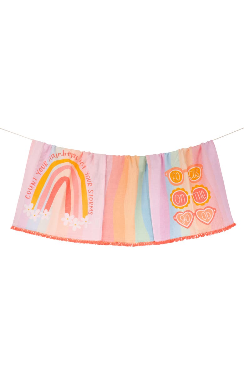 Tiramisu Count Your Rainbows Set of 3 Kitchen Towels, Main, color, Pastel Rainbow/ Pink