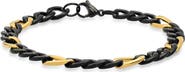 HMY JEWELRY 18K Gold Plated Stainless Steel Two-Tone Figaro Chain Bracelet