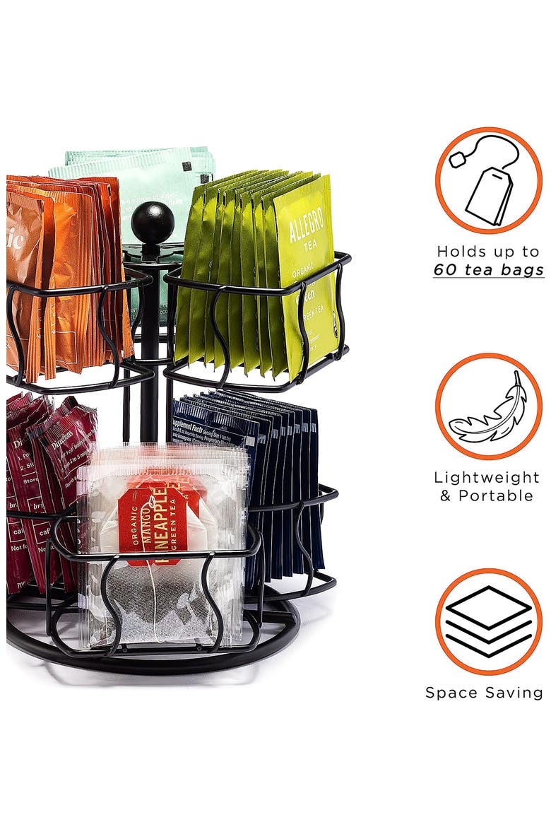 2-Tier Tea Bag Organizer, Alternate, color, BLACK