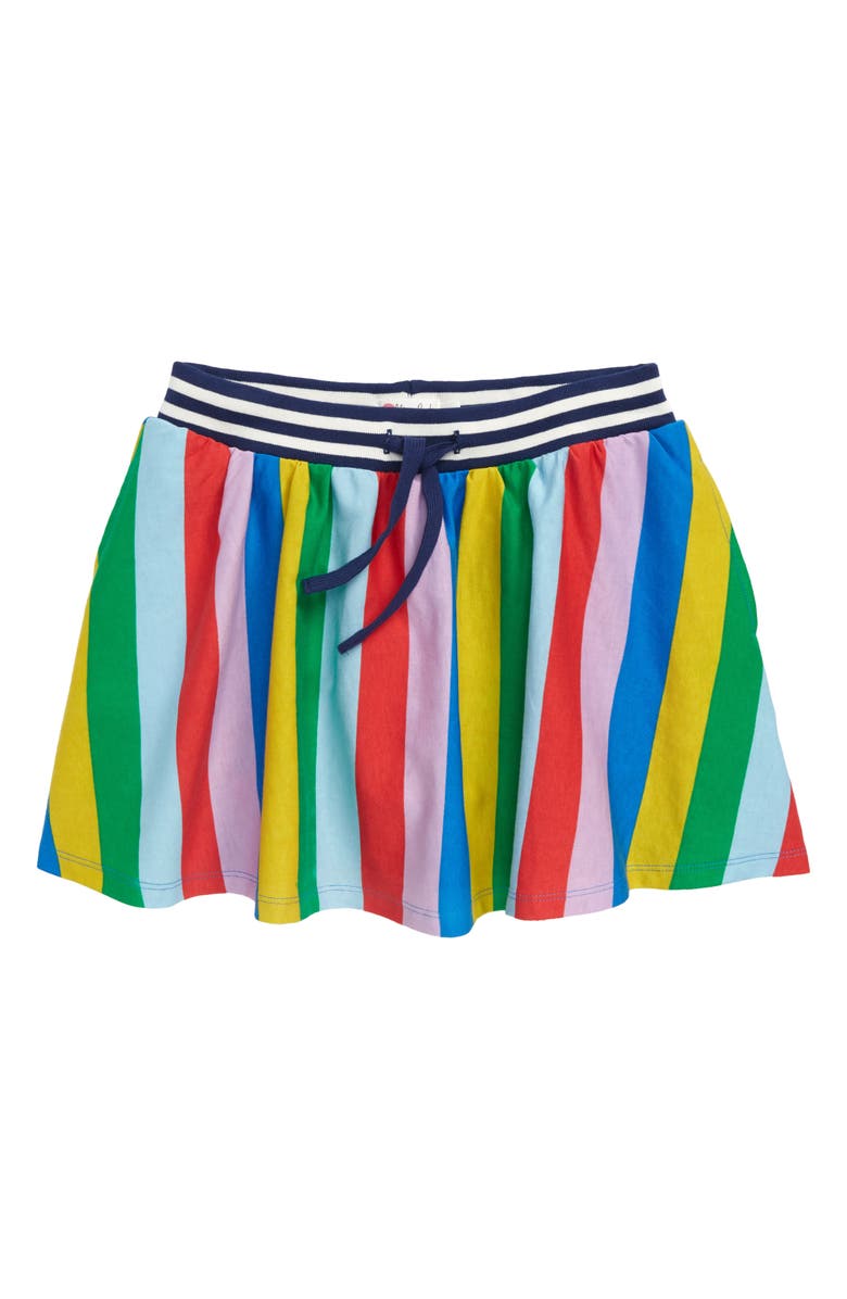 Mini Boden Rainbow Stripe Jersey Skort, Main, color, 