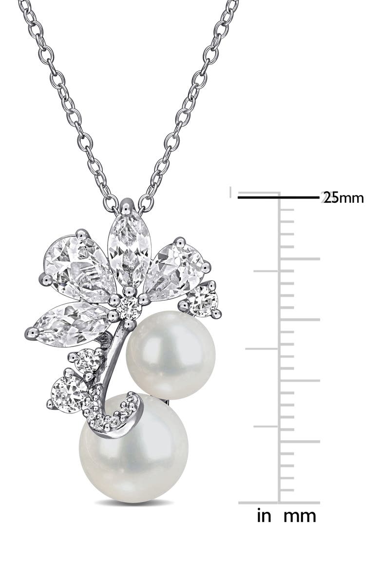 DELMAR Pearl & White Sapphire Pendant Necklace, Alternate, color,