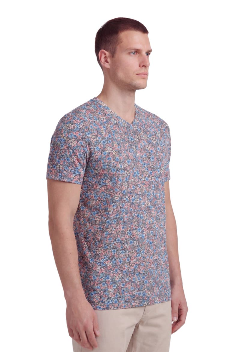 Floral Field Mens Vneck Tee, Alternate, color, FLORAL FIELD CORAL