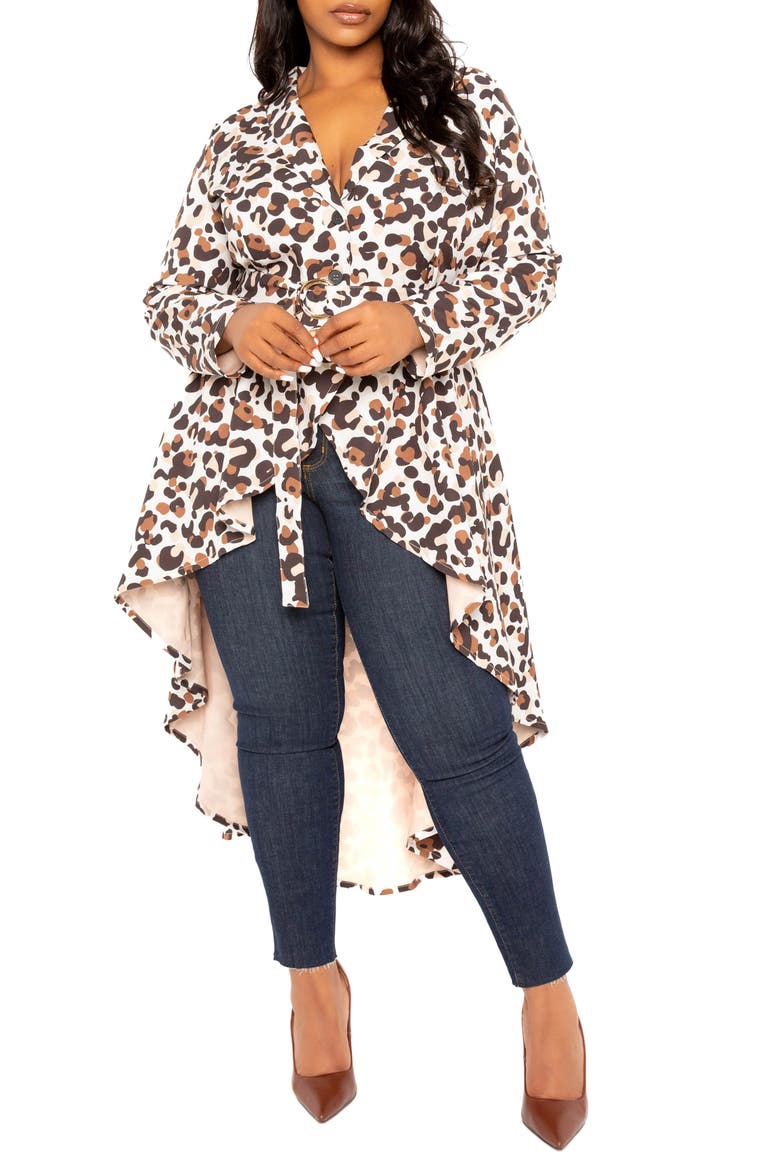 Animal Print Belted High-Low Blazer, Alternate, color, MULTI