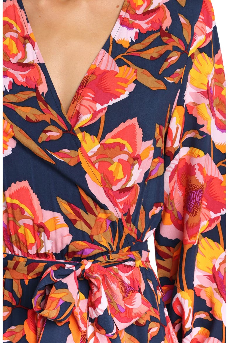 Balsa Long Sleeve Floral Midi Dress, Alternate, color, NAVY FLORAL
