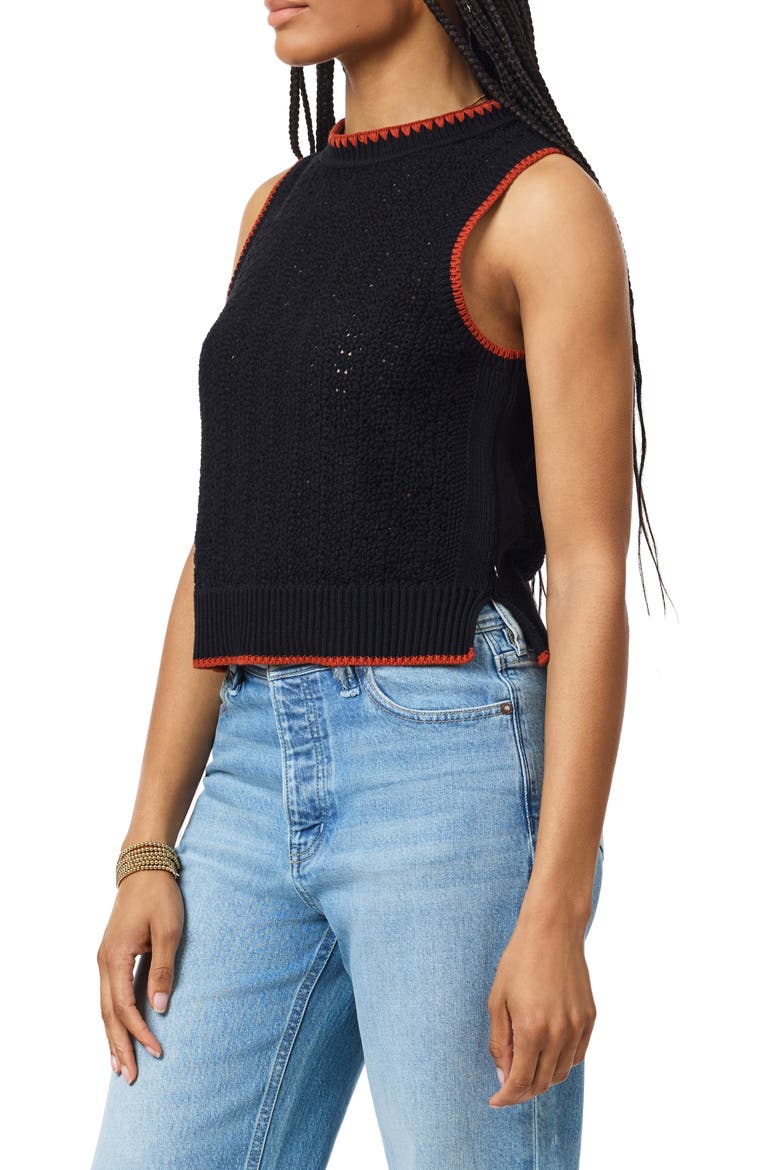 Pointelle Stitch Sweater Tank, Alternate, color, BLACK NIGHT