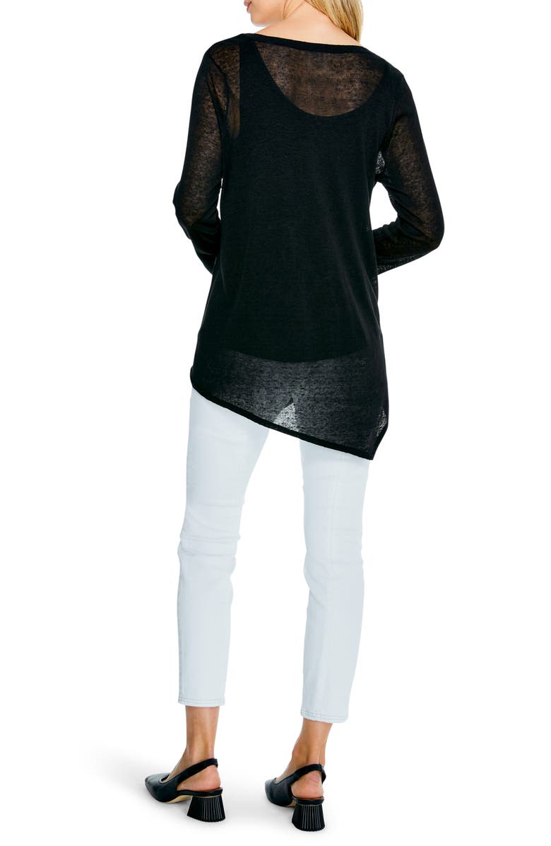 NIC+ZOE Featherweight Asymmetric Hem Linen Blend Sweater, Alternate, color, 