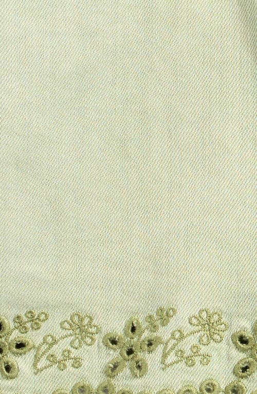 Tractr Eyelet Embroidered Scallop Hem Denim Skort In Sage