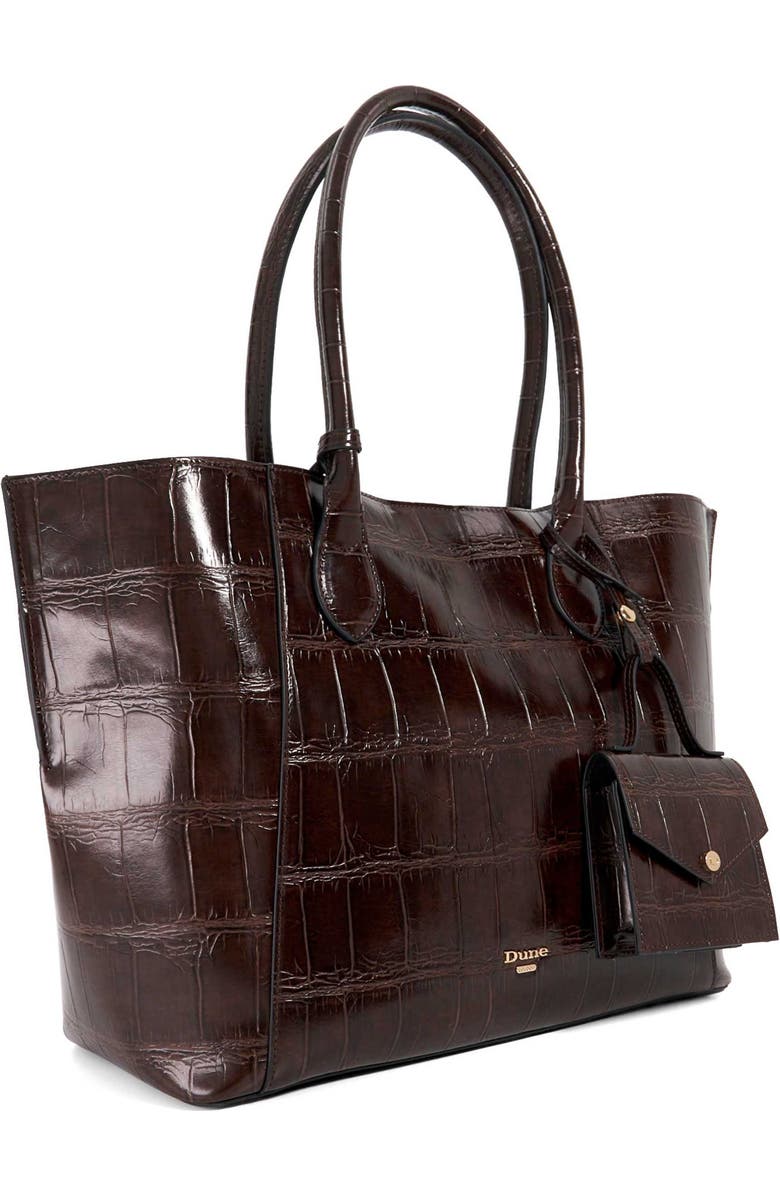 Dune London Dexterities Faux Leather Tote Bag, Alternate, color, Chocolate