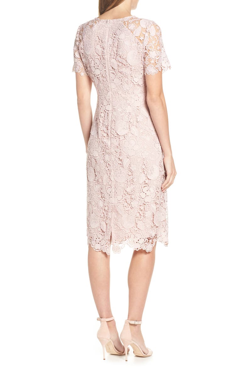 Embroidered Lace Sheath Dress, Alternate, color, NUDE