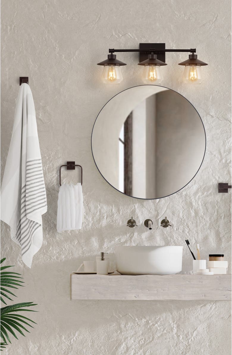 JONATHAN Y Avalon 26" 3-Light Farmhouse Cottage Vanity Light with Bathroom Hardware Accessory Set, Alternate, color, 