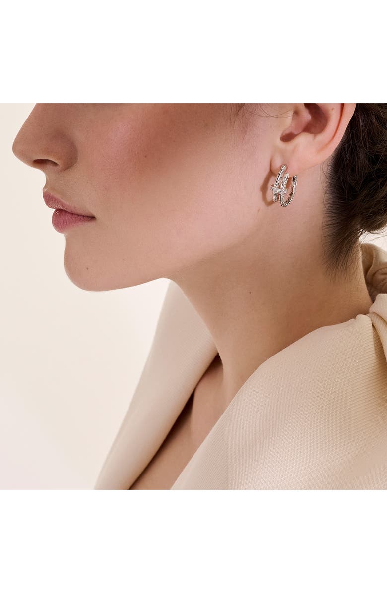 John Hardy Spear Hoop Earrings, Silver, Diamonds, 40mm, Alternate, color, Silver