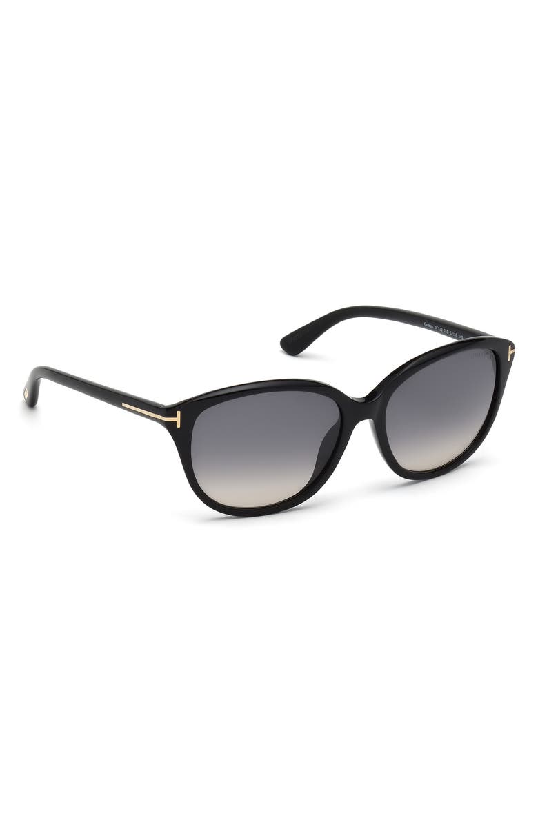 TOM FORD 'Karmen' 57mm Sunglasses, Alternate, color, Sblk/Smk