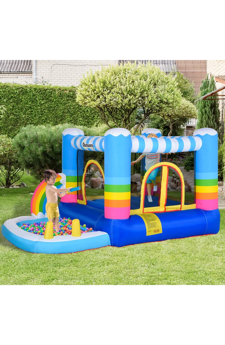 Outsunny 2-in-1 Inflatable Bounce House for Kids, Alternate, color, Multi Color