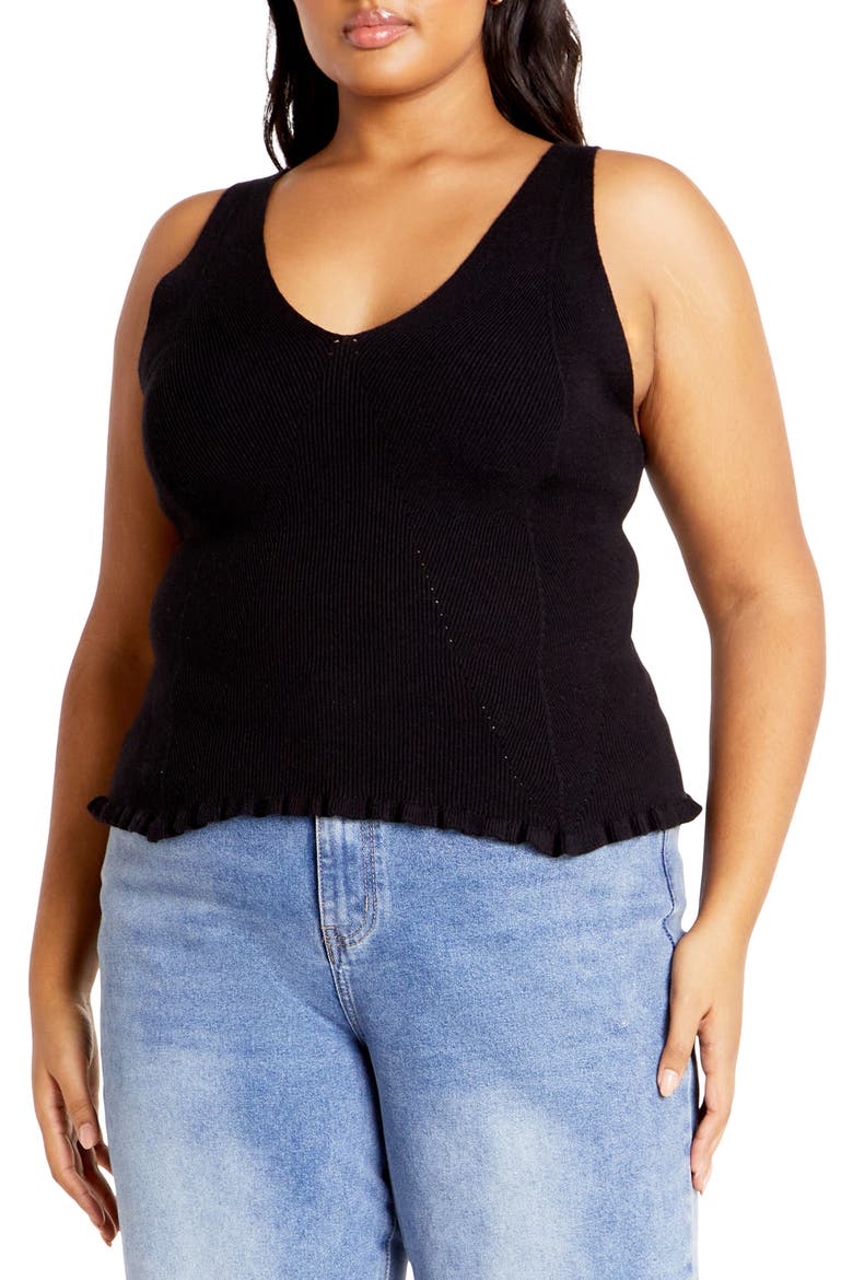 Sammie Rib Sweater Tank, Main, color, BLACK