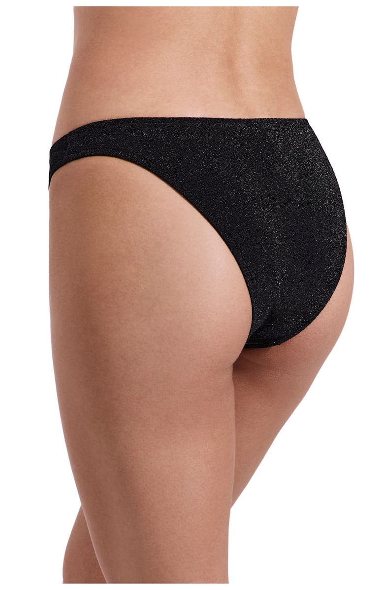 Luma Gottex Luna Textured Shimmer High Leg Low Rise Bikini Bottom, Alternate, color, Black