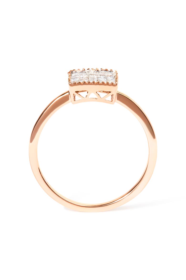 10K Rose Gold 1/3 Cttw Invisible Set Princess Diamond Composite Square Ring, Alternate, color, Pink