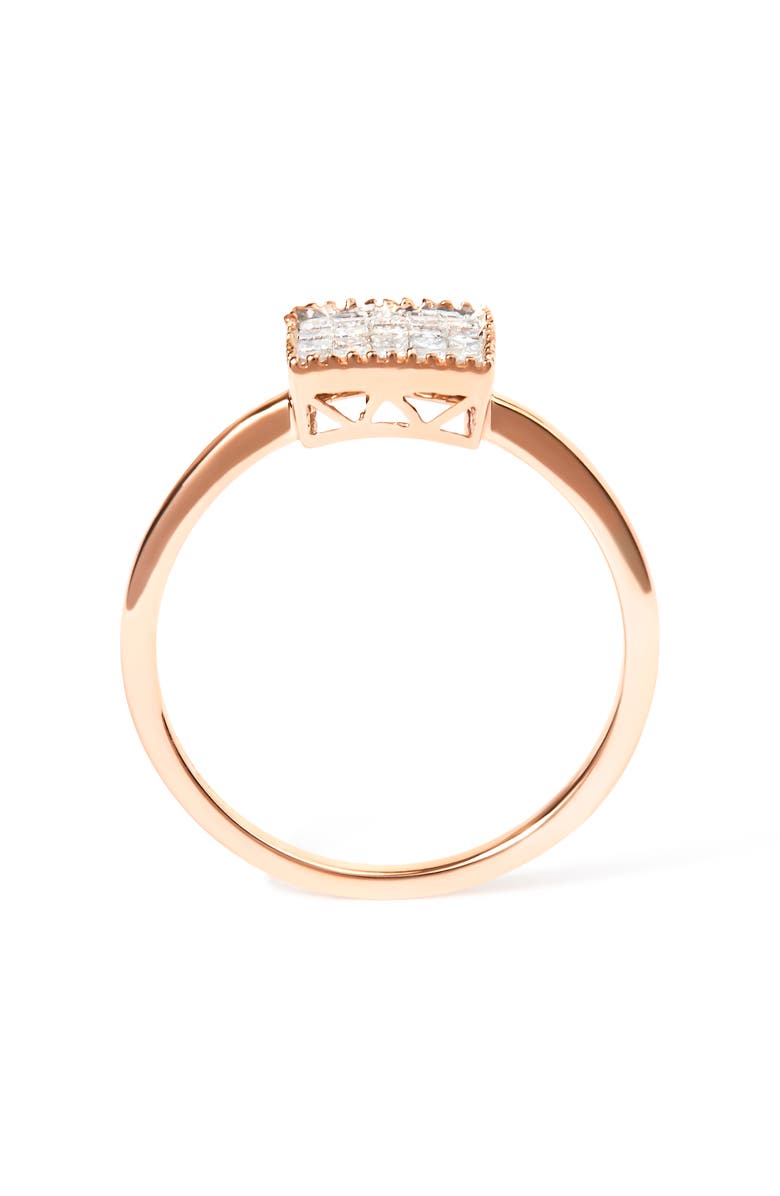 Haus of Brilliance 10K Rose Gold 1/3 Cttw Invisible Set Princess Cut Diamond Composite Square Shape Ring, Alternate, color, Pink