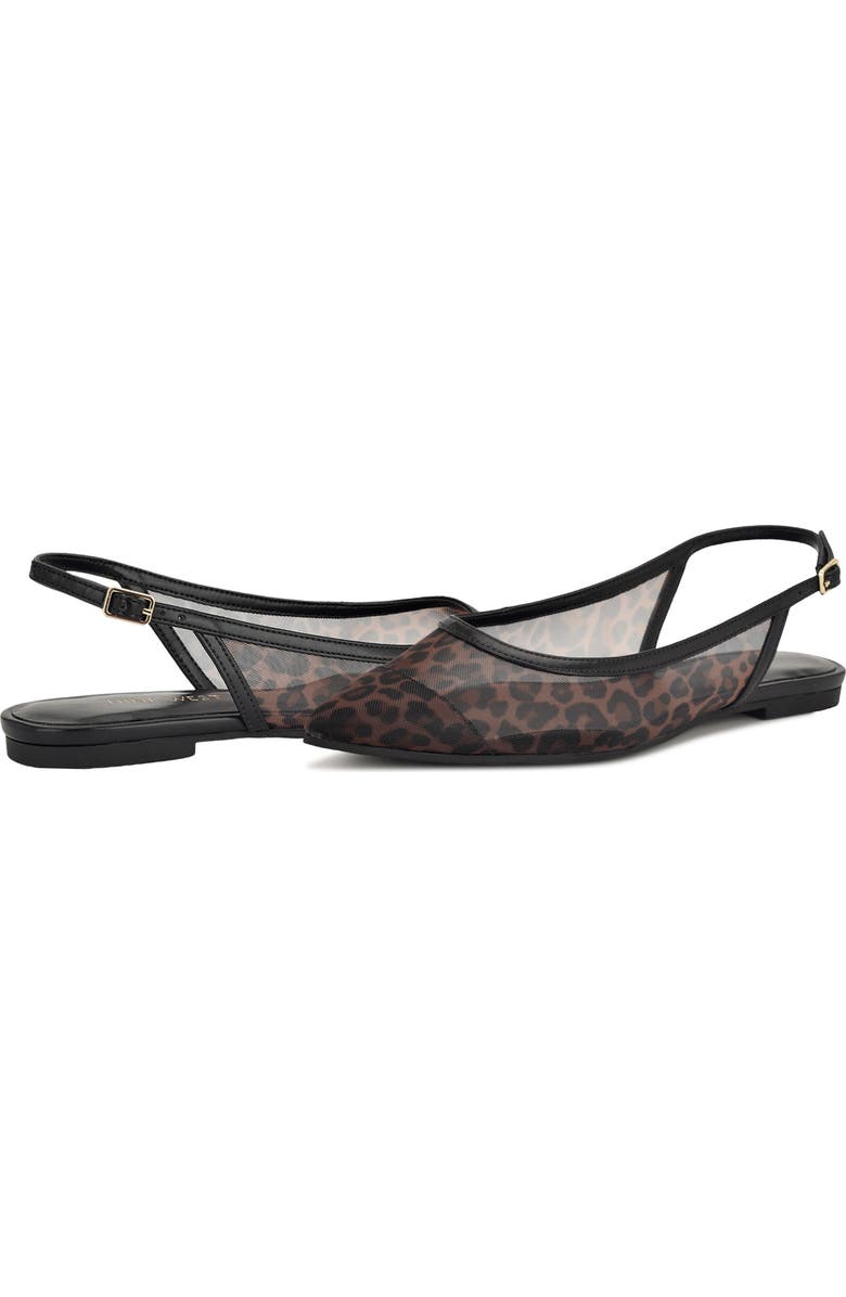 Nine West Brin Mesh Slingback Flat, Alternate, color, Leopard Mesh/ Black