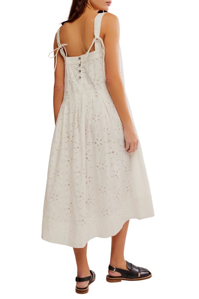 Primavera Cotton Eyelet Midi Sundress, Alternate, color, WHITE