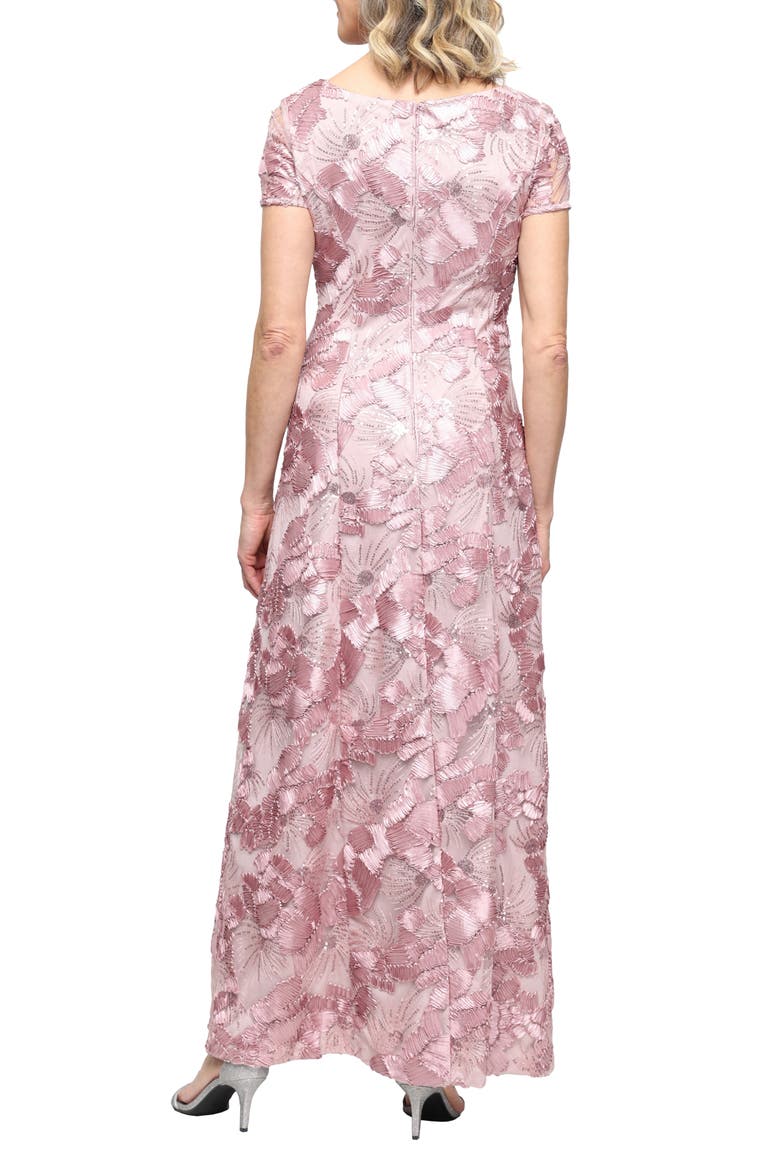 Sequin Soutache A-Line Gown, Alternate, color, ROSE